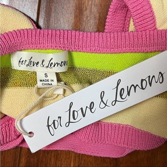 NWT‎ FOR LOVE & LEMONS Glitter Stripe Knit Crisscross Halter Bralette Crop Top S - Picture 6 of 7